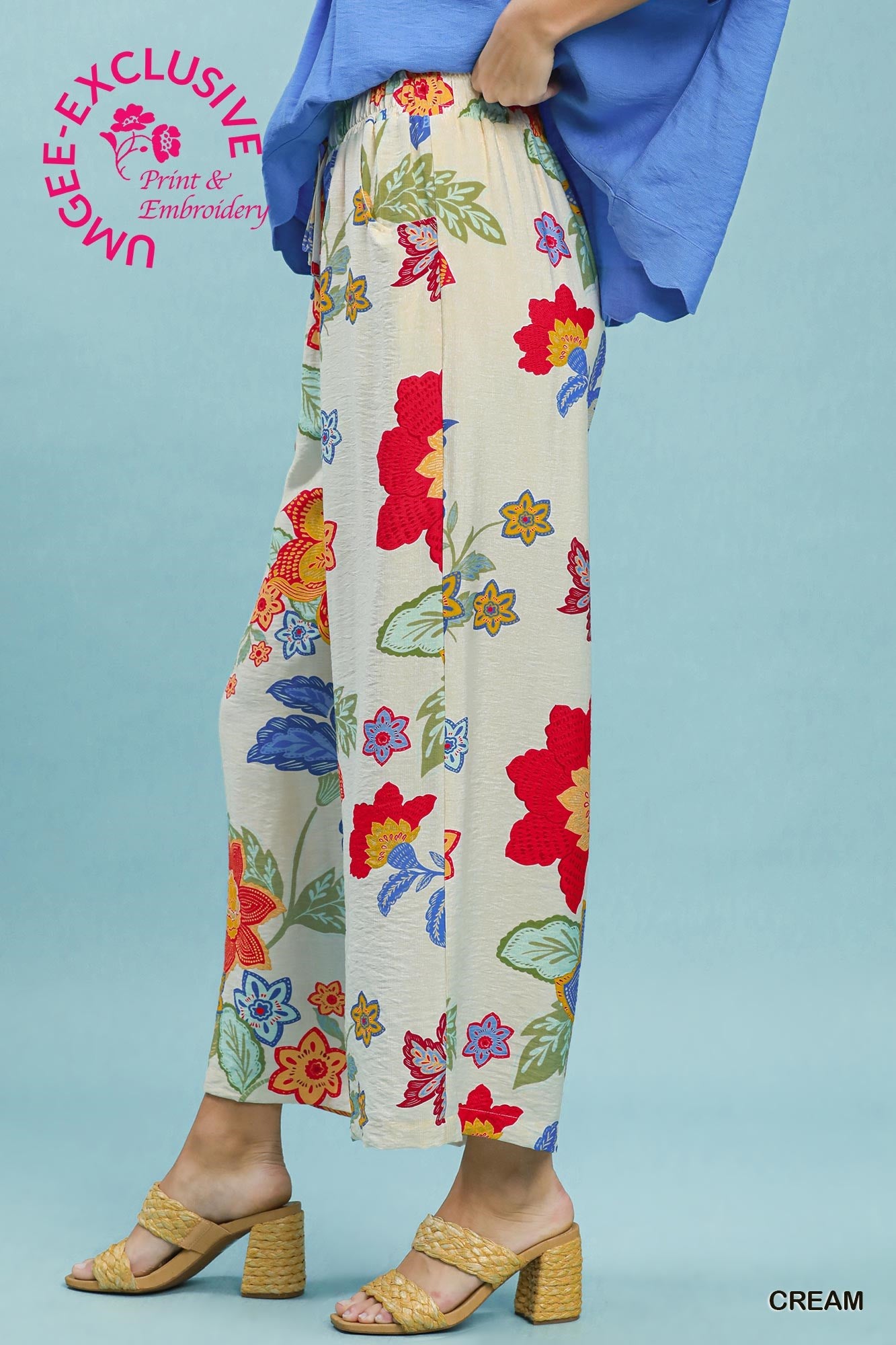 Wide Leg Bright Floral Pants