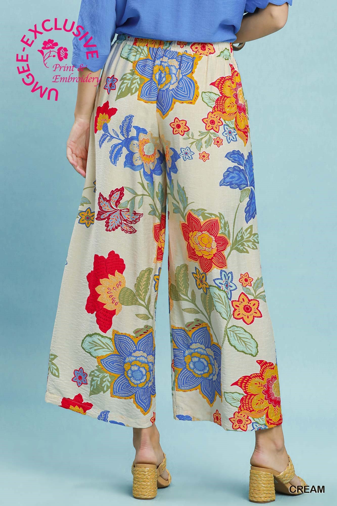 Wide Leg Bright Floral Pants