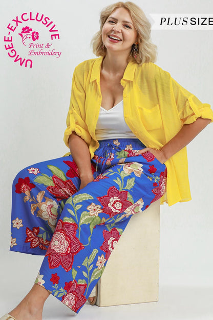 Wide Leg Floral Crop