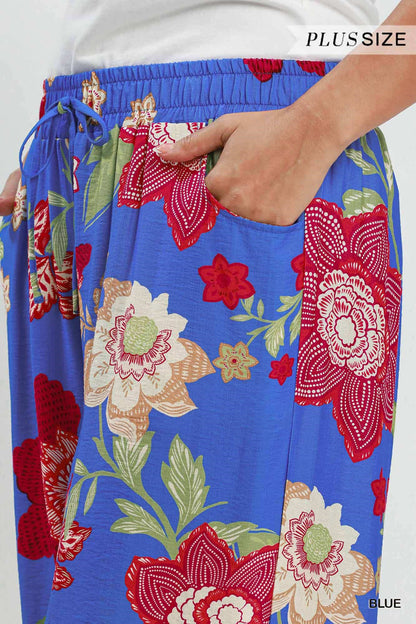 Wide Leg Floral Crop