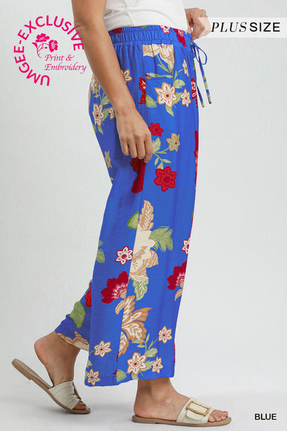 Wide Leg Floral Crop