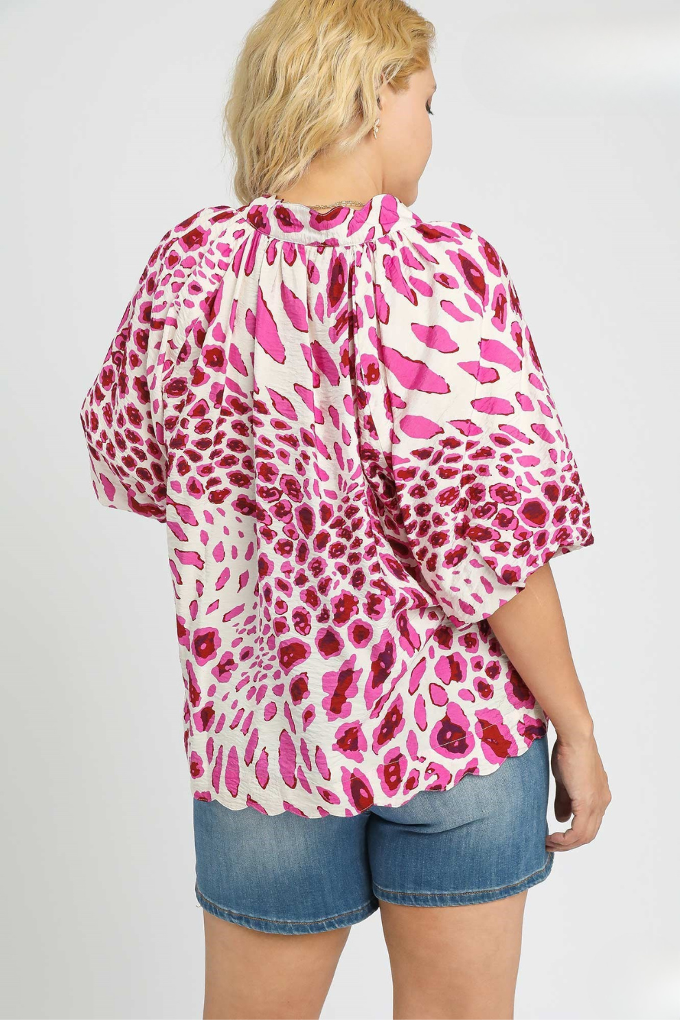 Animal Print V-Neck Blouse