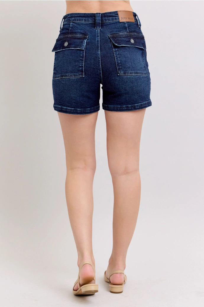 Back Flap Pocket High Waisted Shorts