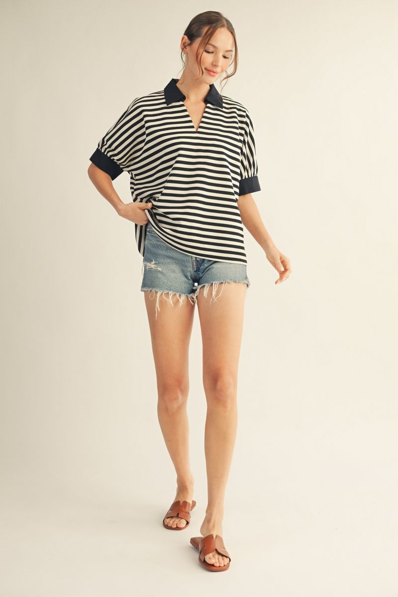 Thermo Stripe Pullover Top