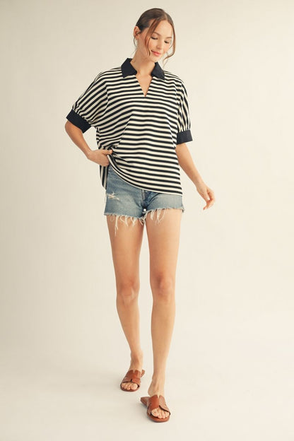 Thermo Stripe Pullover Top