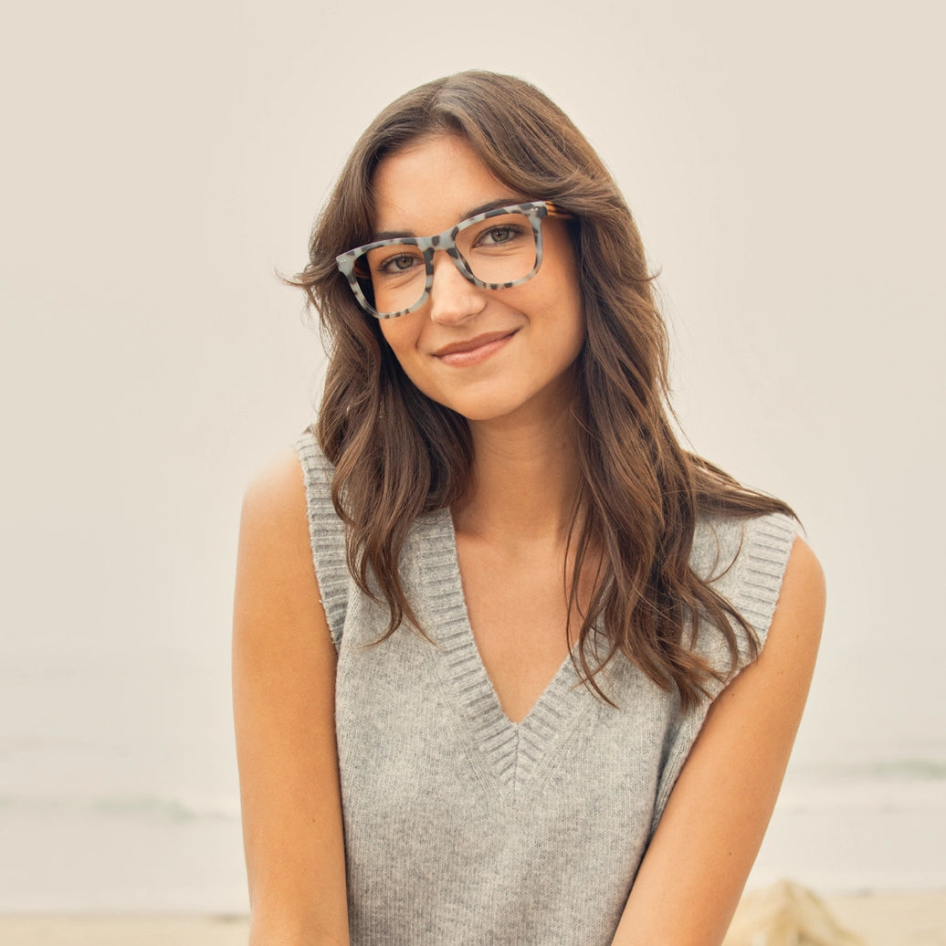 Alden - Slate Blue Tort / Zebra Wood /Blue Light