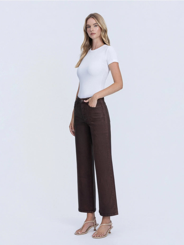 High Rise Chicory Coffee Wide Leg