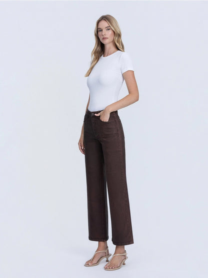 High Rise Chicory Coffee Wide Leg