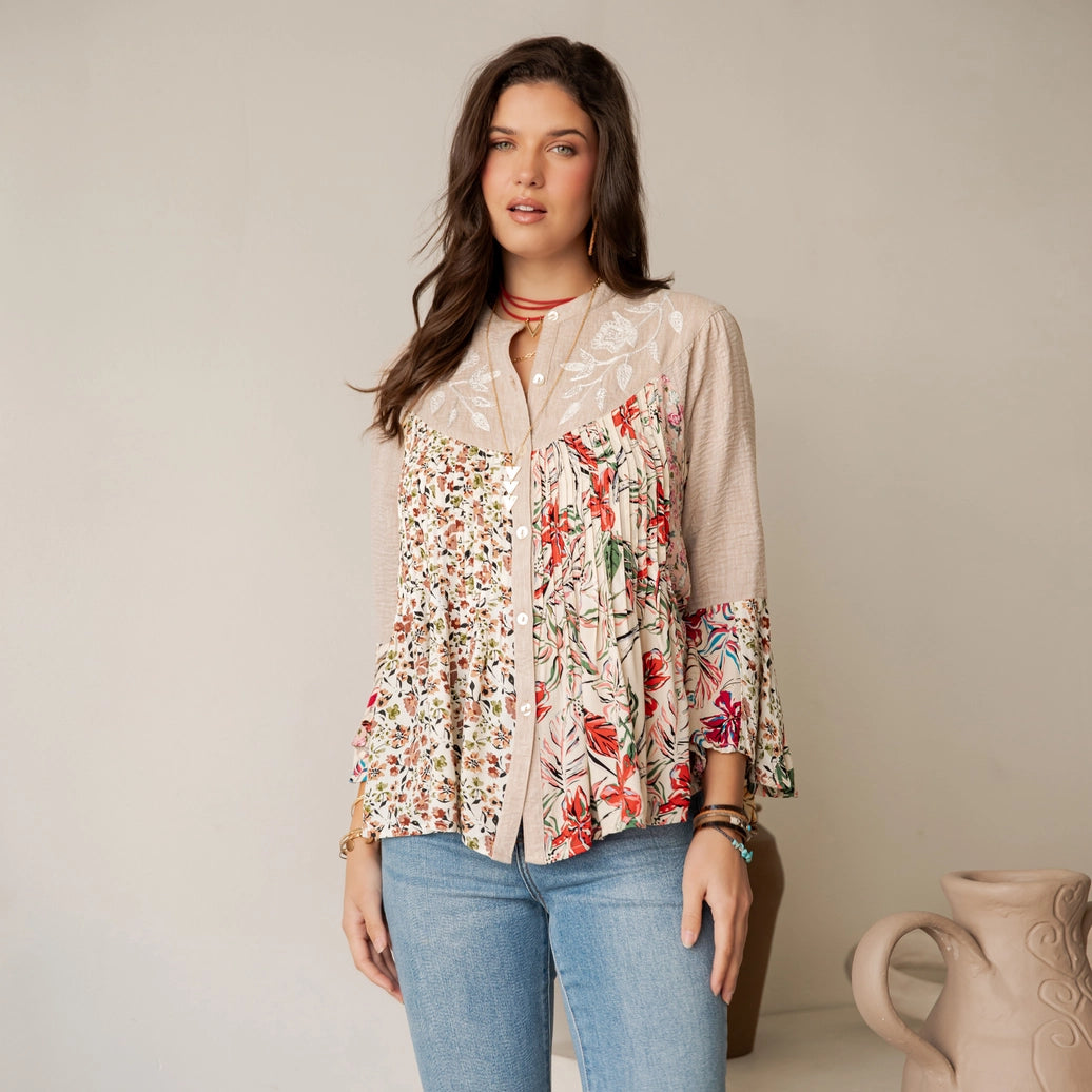 Floral Button-Down Boho Tunic