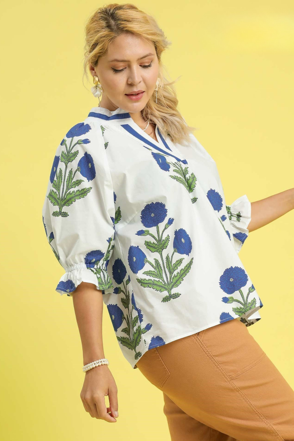 Poplin Puff Sleeve Blouse