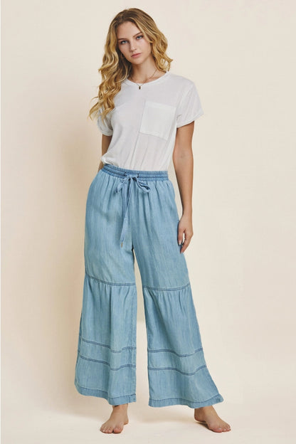Denim Tiered Wide Leg