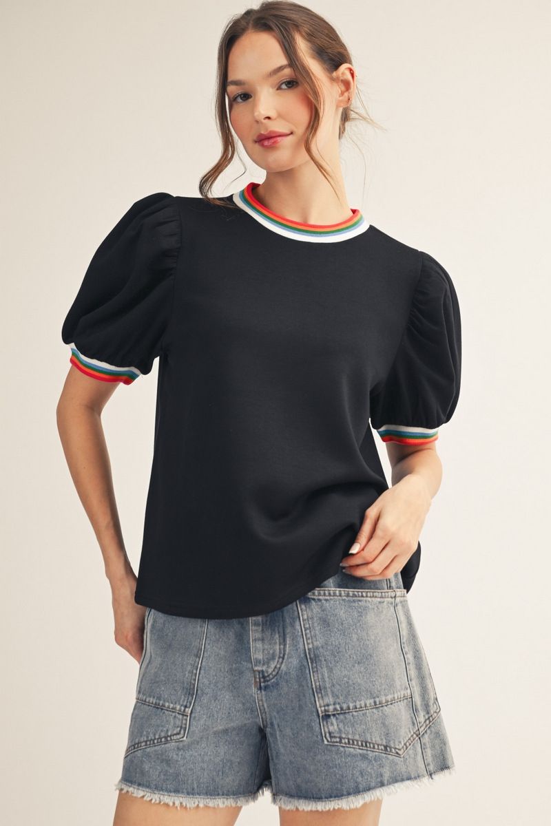 Color Rib Pullover Top