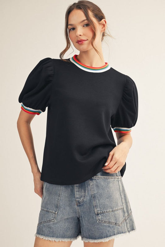 Color Rib Pullover Top