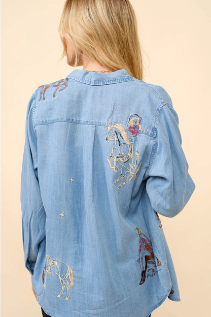 Embroidered Western Button Up