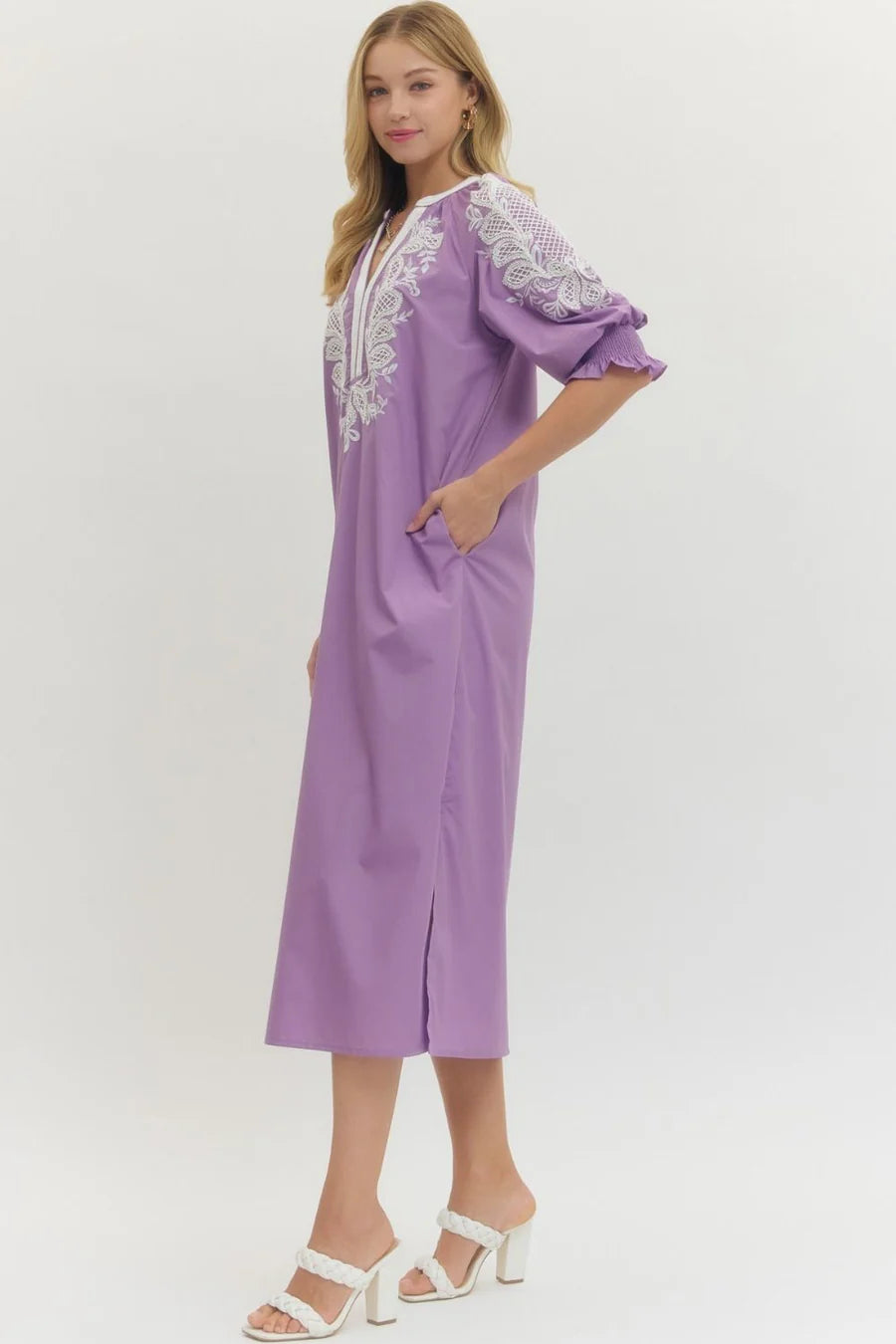 Lavender Embroidered Dress