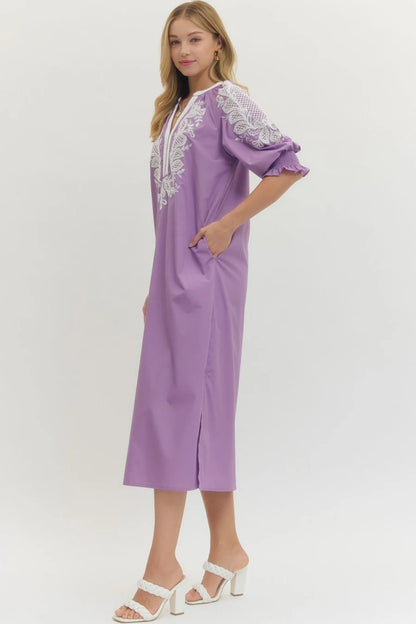Lavender Embroidered Dress