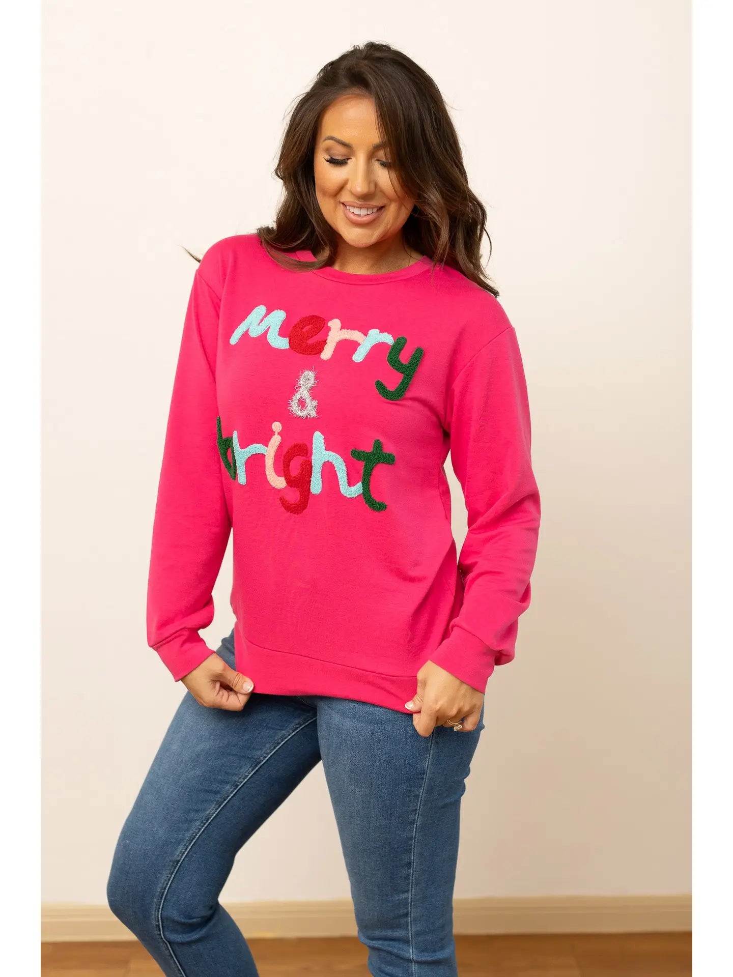 Merry & Bright Hot Pink Sweater