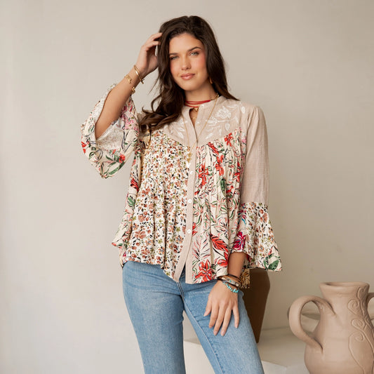 Floral Button-Down Boho Tunic