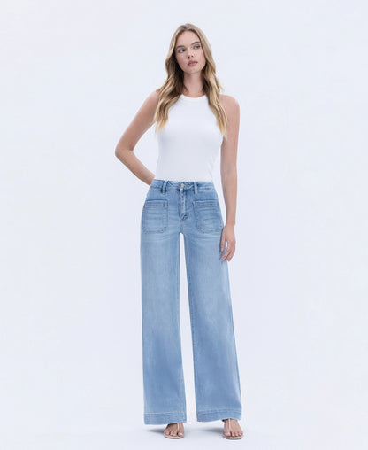 High Rise Wide Leg Trouser in Light Wash