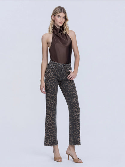 High Rise Leopard Wide Jeans