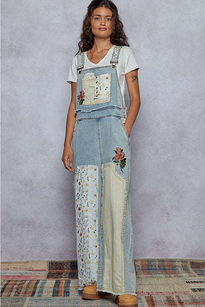 Patchwork Floral Overalls