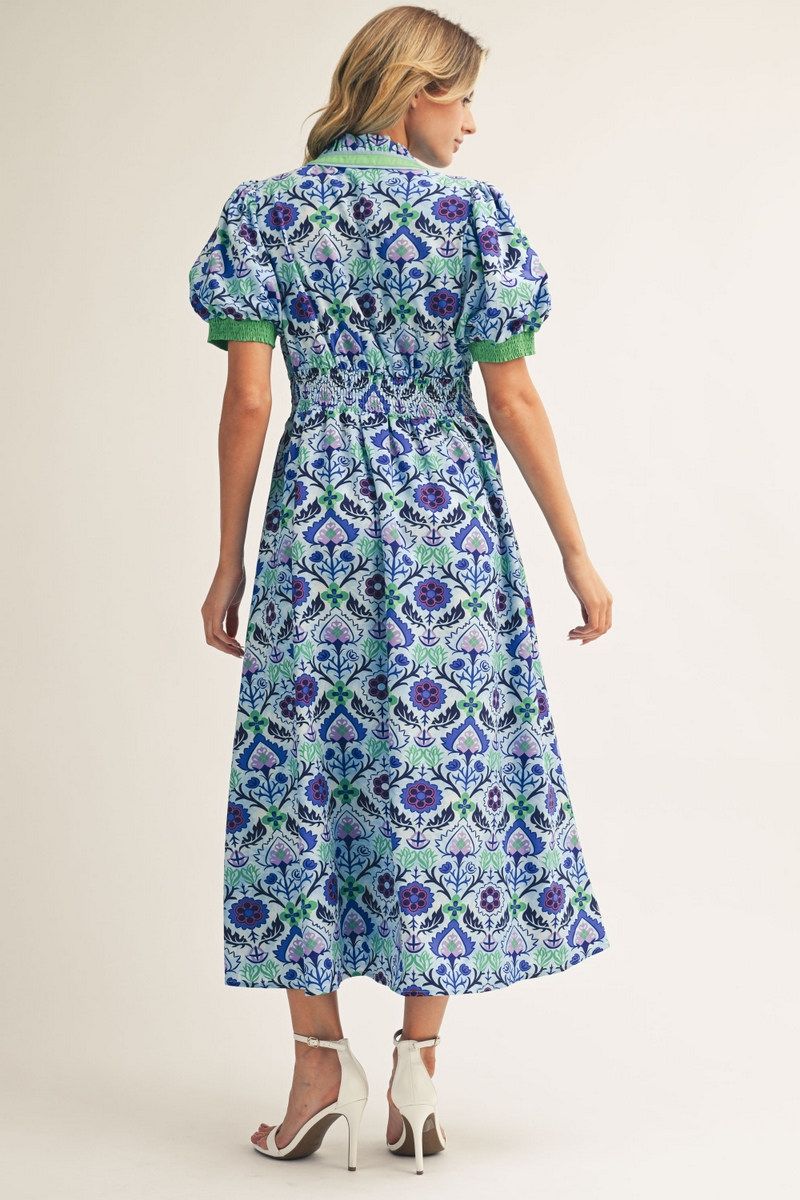 Short Sleeve Boho Midi