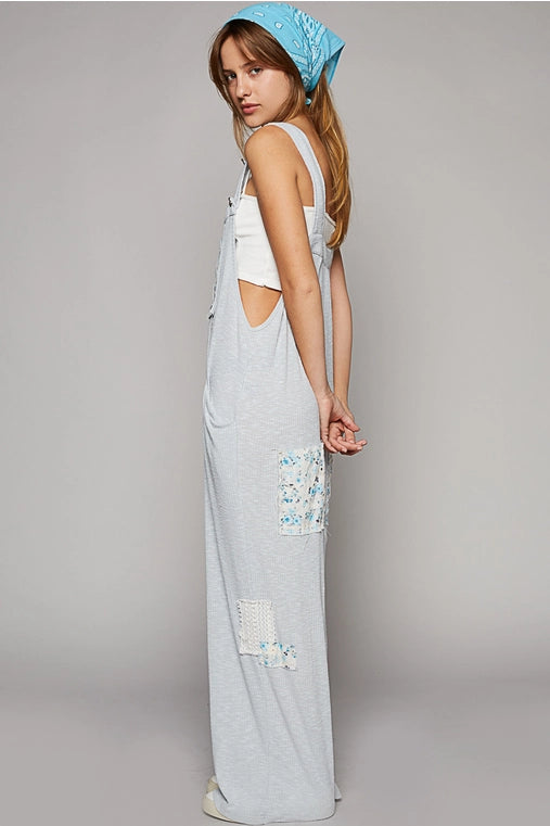 Wide Leg Pocket Patchwork Jumpsuit