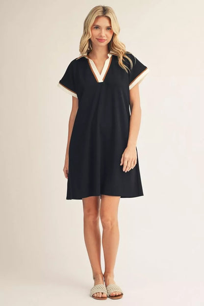 Drop Shoulder V-Neck Dress