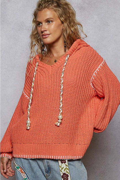 V-Neck Sweater Hoodie