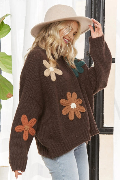 Coffee Applique Sweater