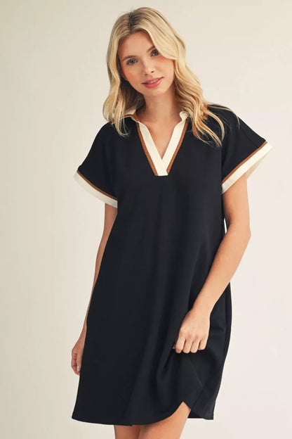 Drop Shoulder V-Neck Dress