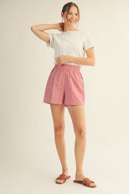 Gingham Elastic Shorts
