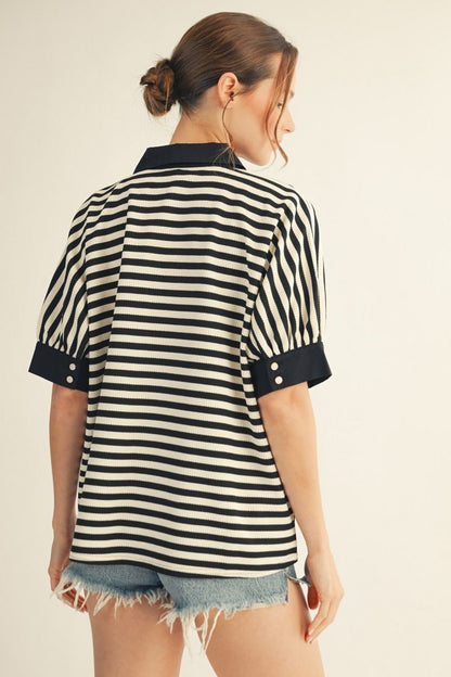 Thermo Stripe Pullover Top