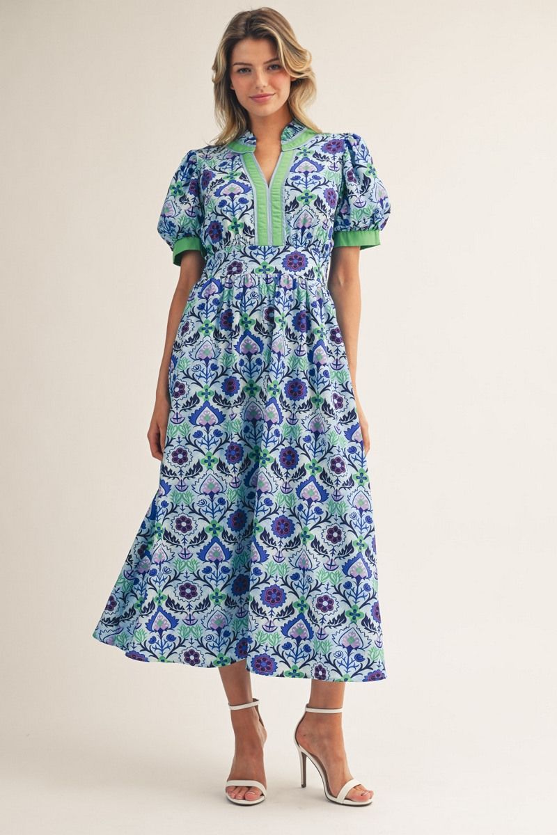 Short Sleeve Boho Midi