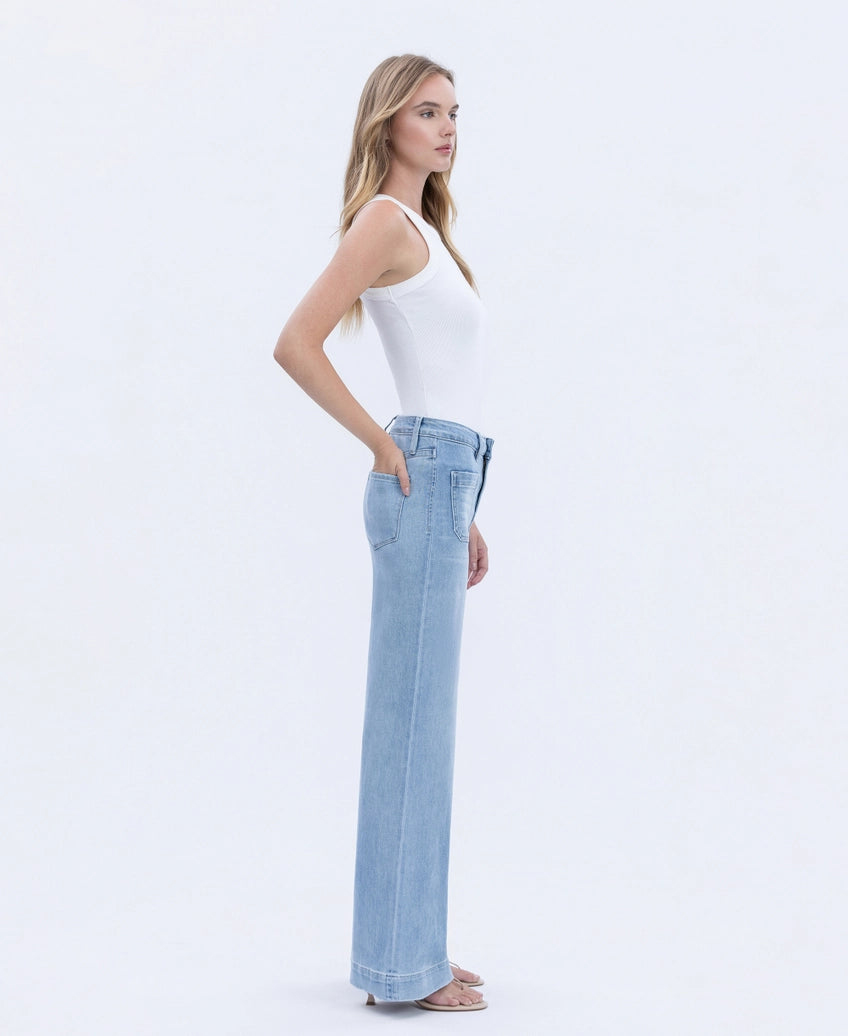 High Rise Wide Leg Trouser in Light Wash