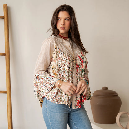 Floral Button-Down Boho Tunic