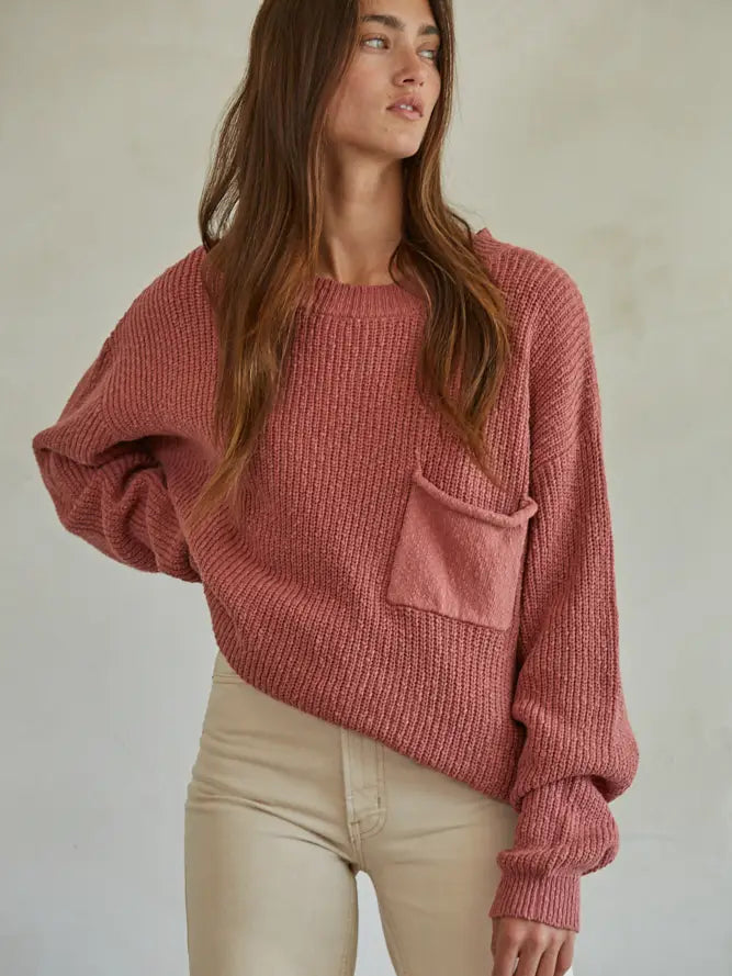 Knit Cotton Sweater with Pocket