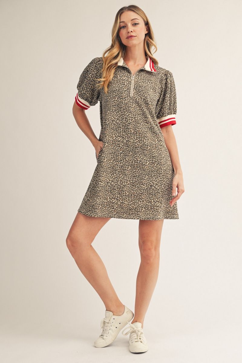 Leopard Zip Up Dress