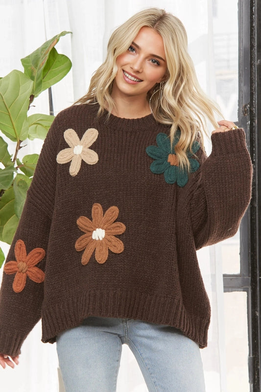 Coffee Applique Sweater