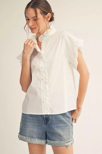 Ruffle Cotton Blouse