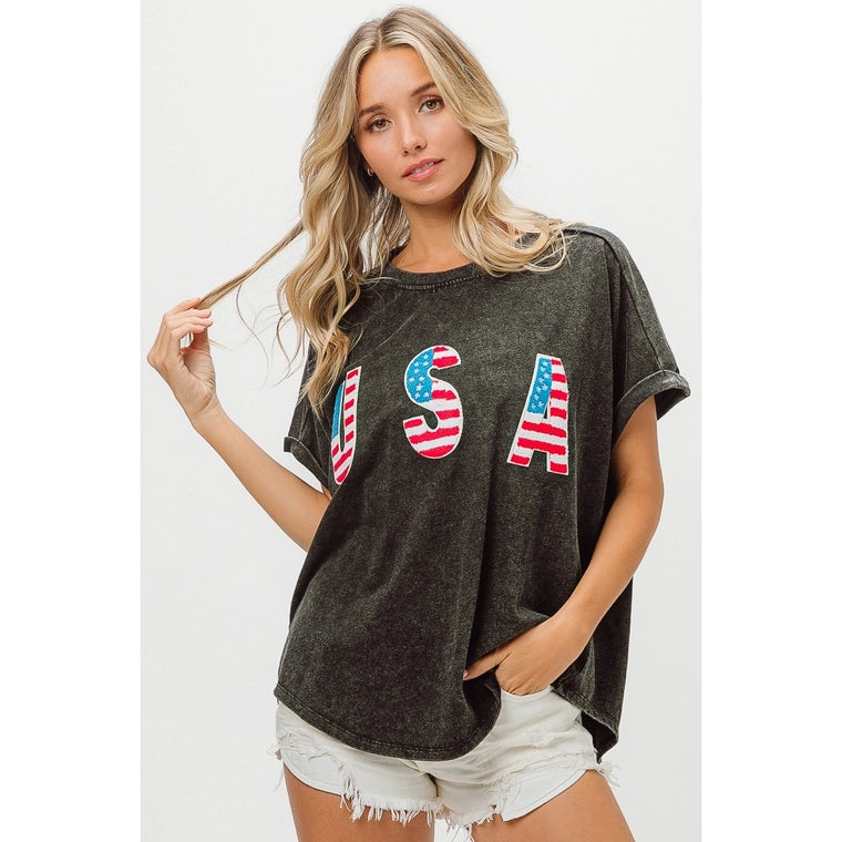 USA Letter Vintage Washed Top