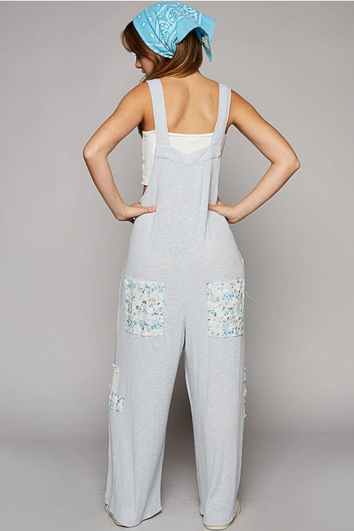 Wide Leg Pocket Patchwork Jumpsuit