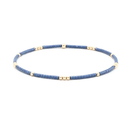 2mm Newport Steel Blue + Gold Filled Waterproof Bracelet