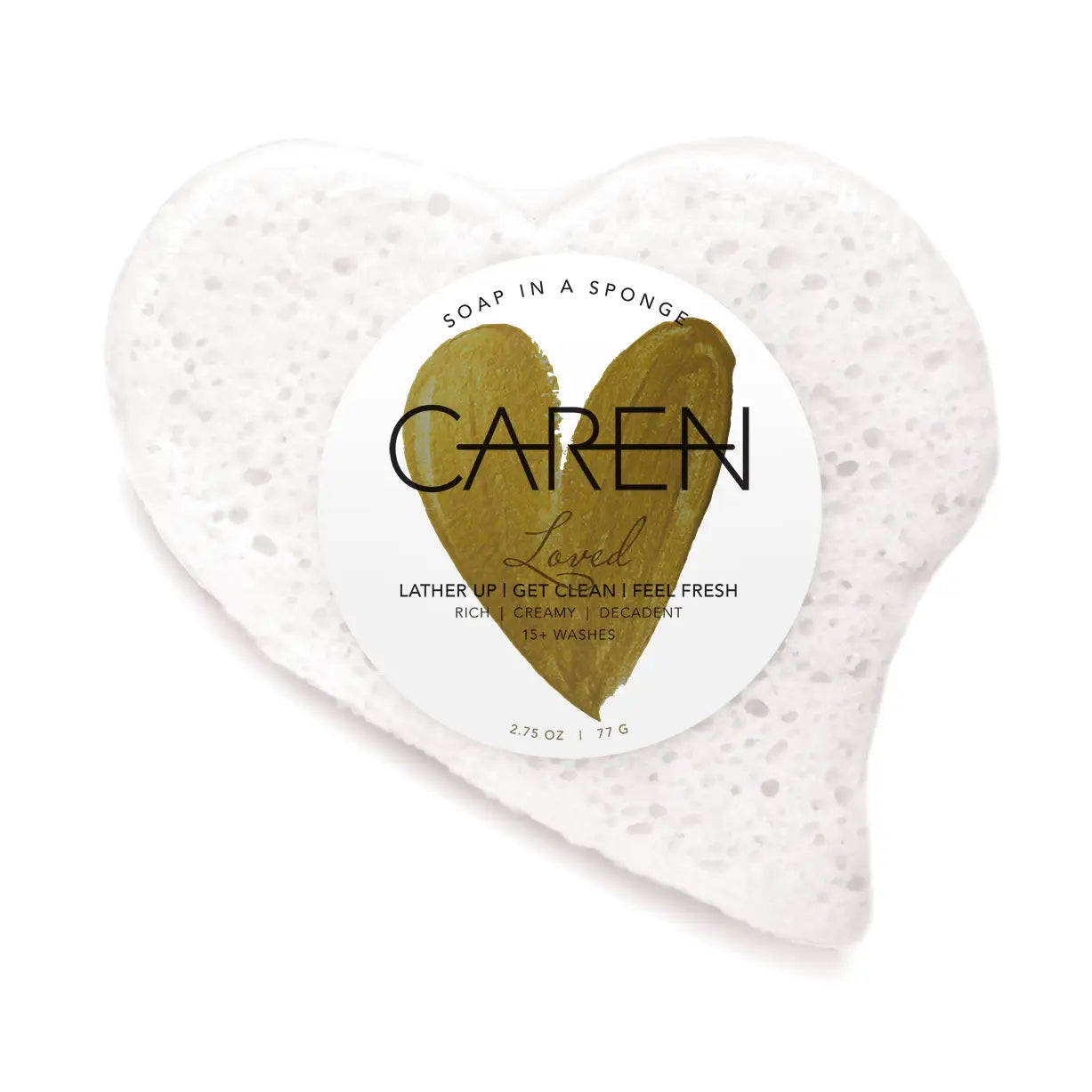 Loved White Heart Soap in A Sponge For Valentines Day