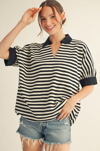 Thermo Stripe Pullover Top