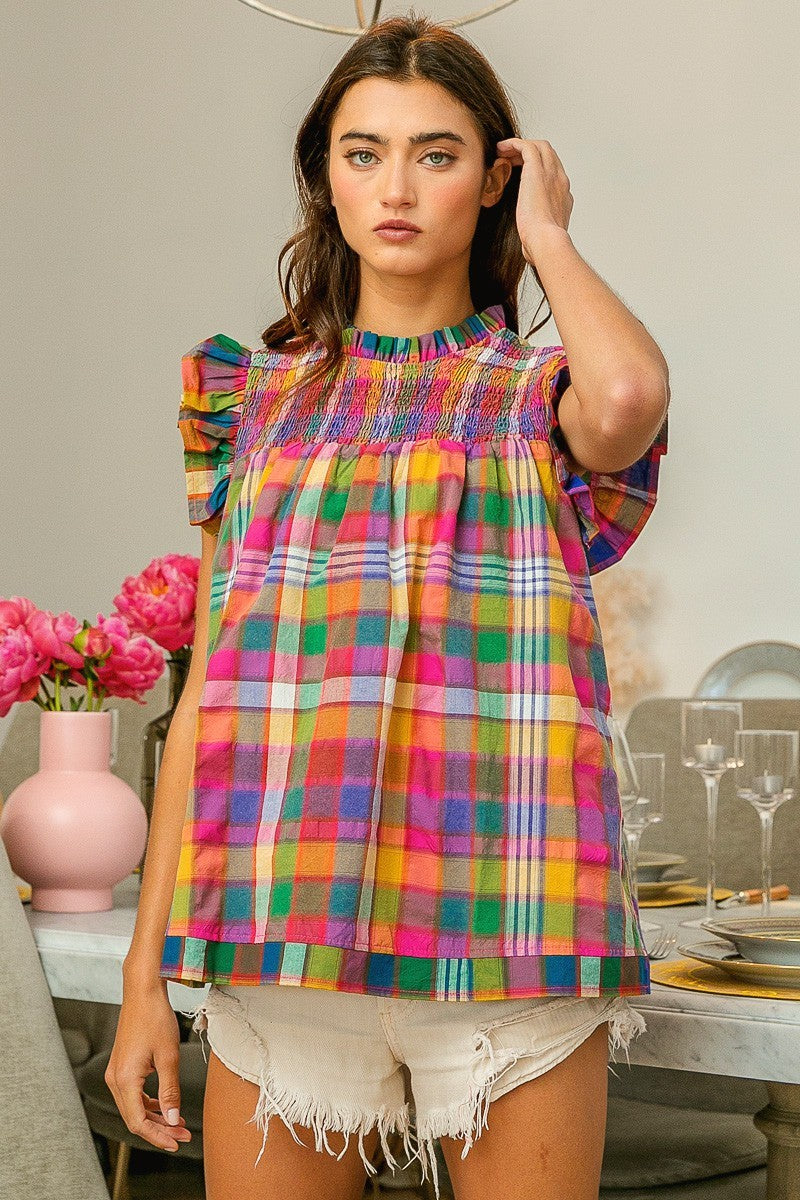 Bleached Vintage Ruffle Sleeve Top