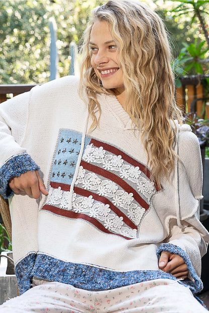 American Flag Solid Sweater