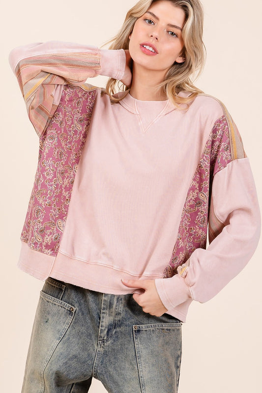 Patchwork French Terry Pullover