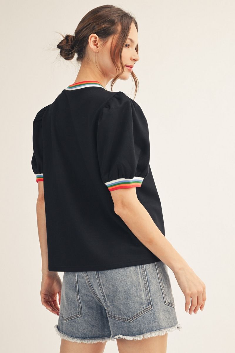 Color Rib Pullover Top