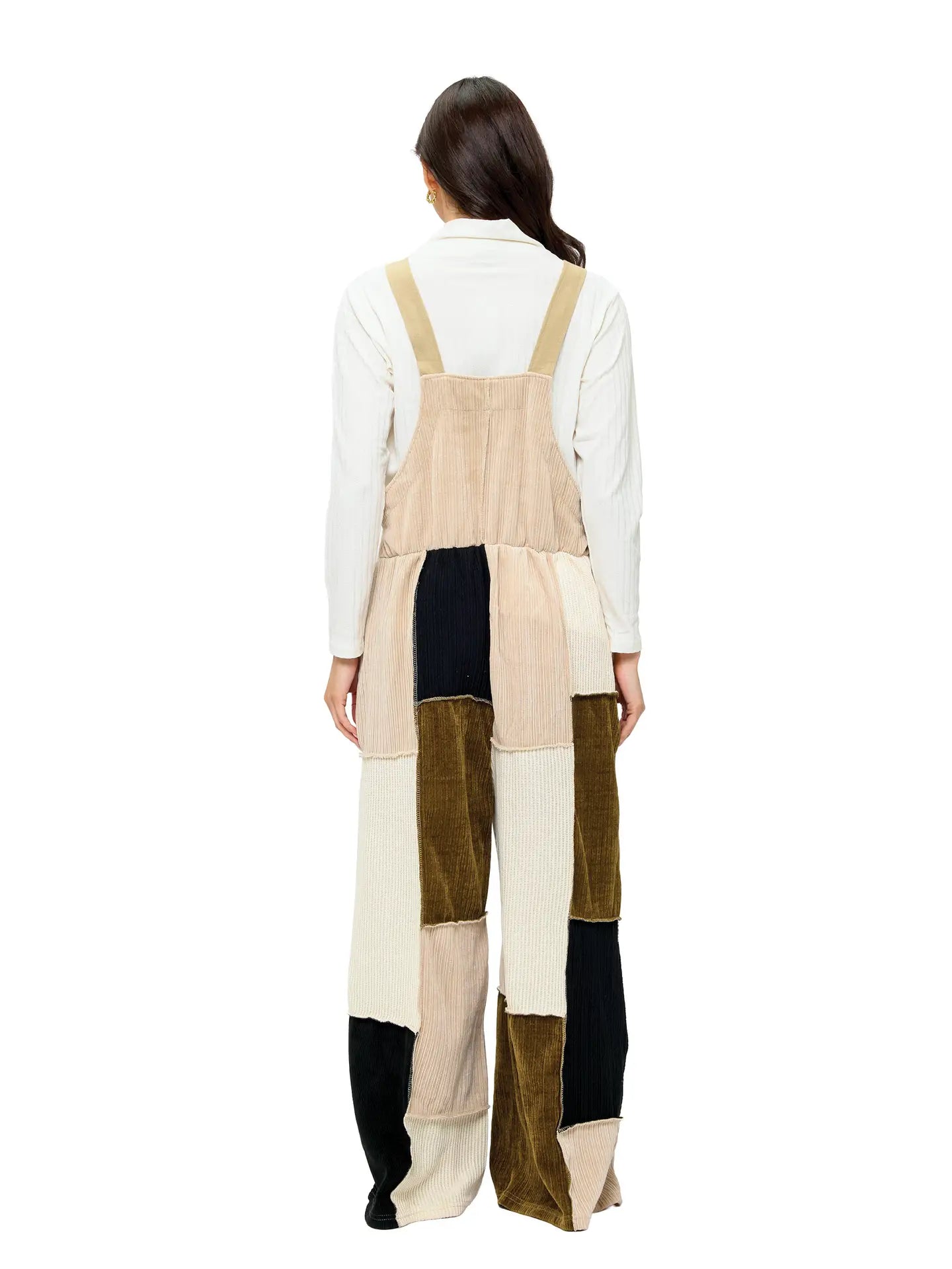 Cozy Color Block Overalls